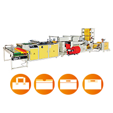 Fully Automatic Side Sealing Bag Making Machine With Servo Motor Control for Soft Loop Handle, Draw Tape, Die Cut & Patch Handle Bag<BR>Model:CW-PFM-SV